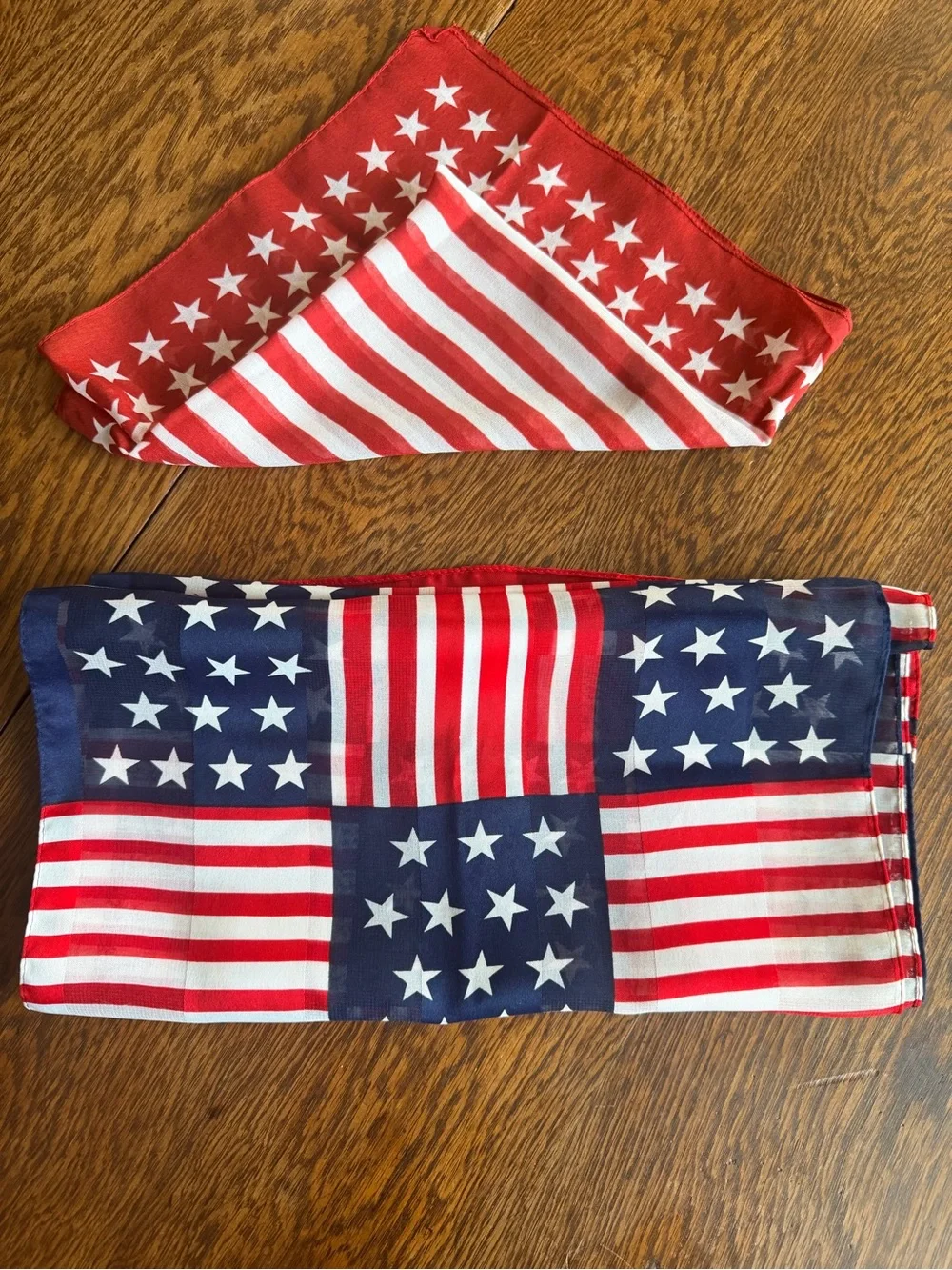 Silk American Vintage Red White and Blue Star & Stripe Scarf
